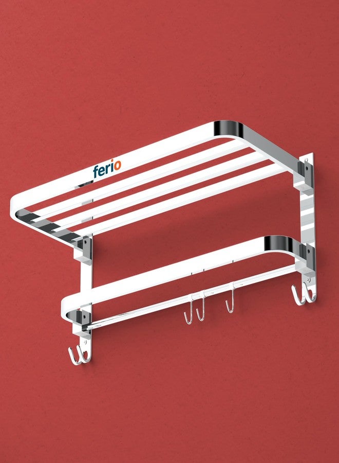 FERIO Bathroom Hangers for Clothes, Bathroom Accessories Set of Towel Stand (Towel Rack), Anti Rust Stainless Steel Towel Rod for Bathroom Clothes Holder, Chrome Finish, 24 Inch (Pack of 1) - Image 2